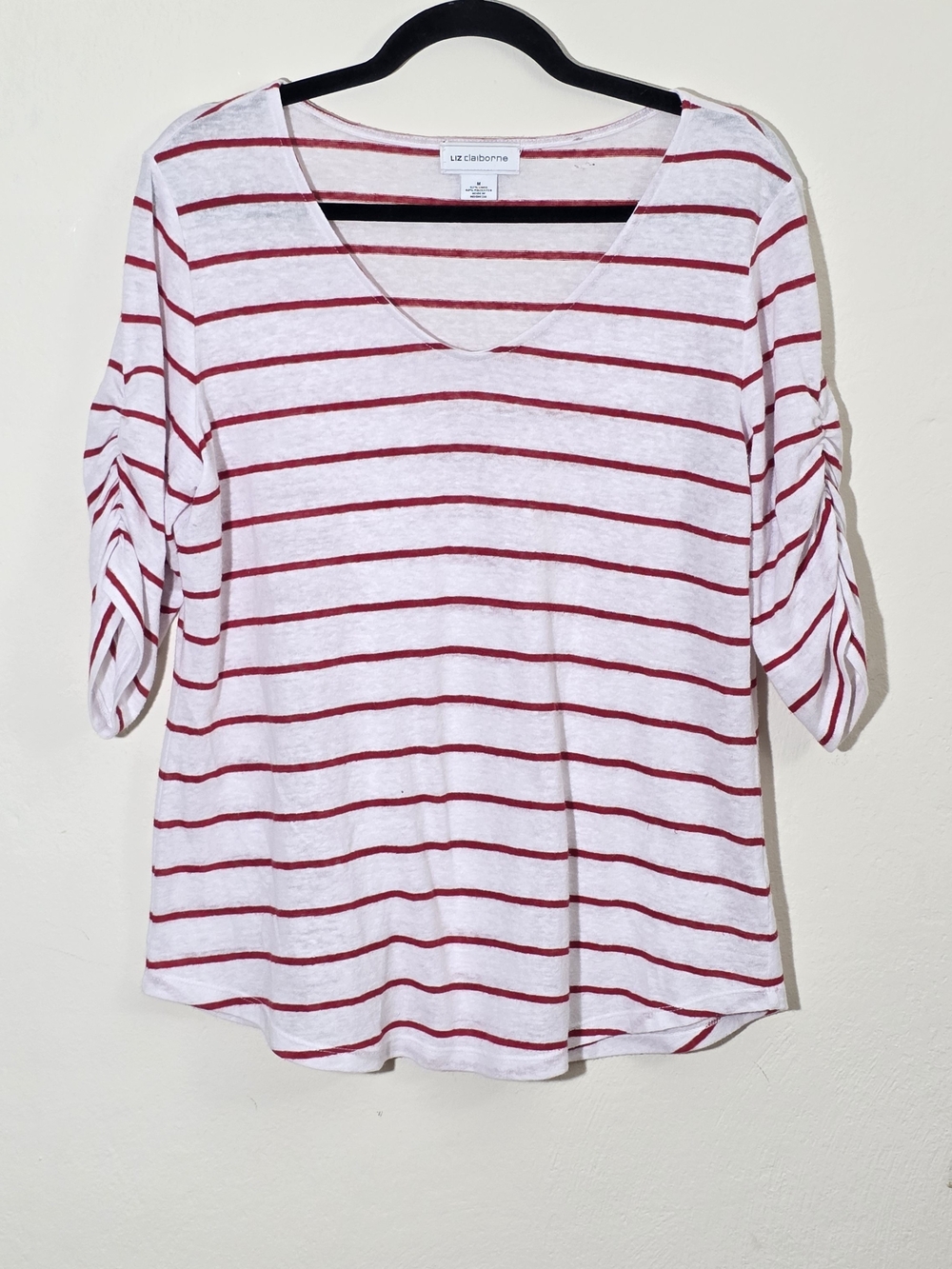Liz Claiborne Striped Top in White and Red